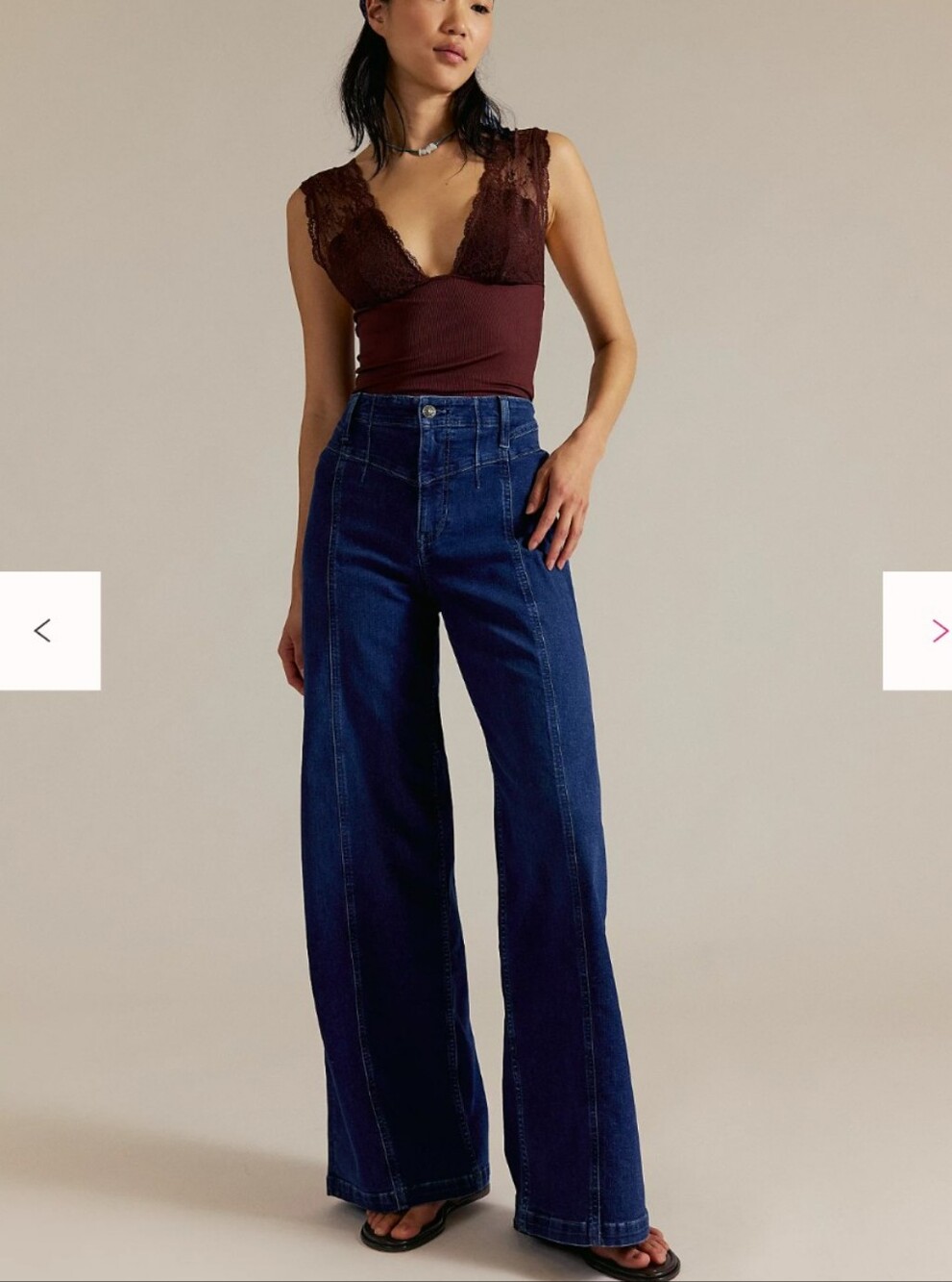 "FREE PEOPLE" Libre wide leg High-Waisted Women's Jeans - Dark Blue (29) - Picture 3 of 8